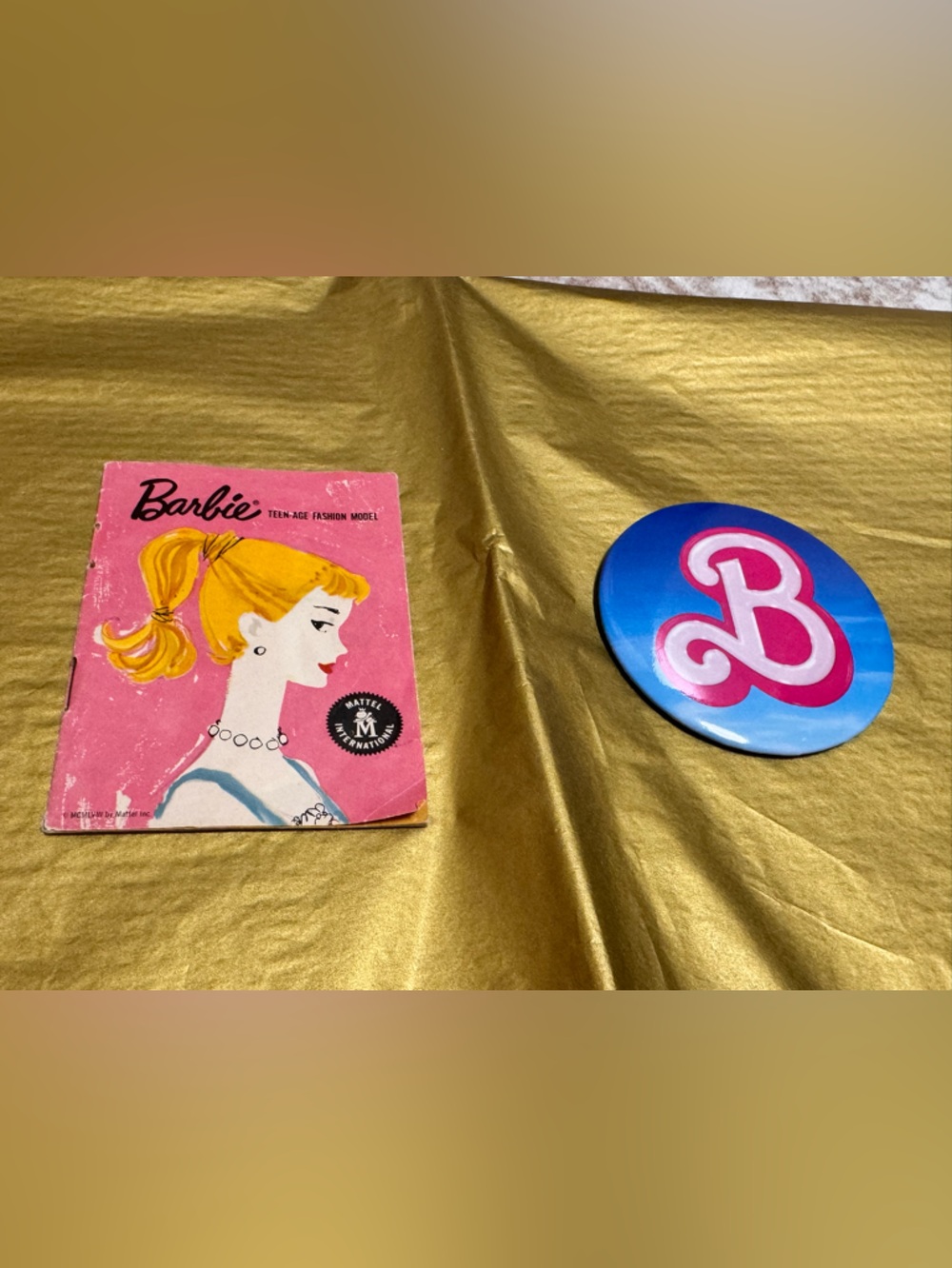 Vintage Barbie Teenage Fashion Newsletter & 2023 Barbie Movie Promotional Pin